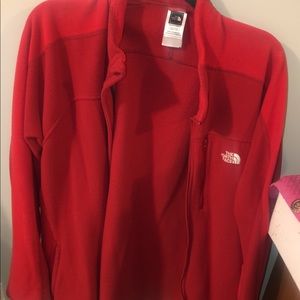 Red North Face jacket
